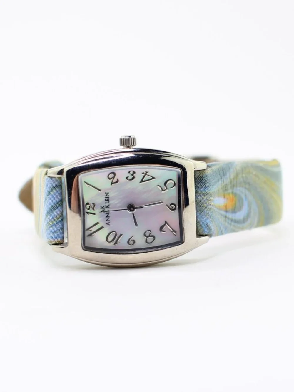 Anne Klein Mother Of Pearl Marbled Leather Tonneau/Barrel Watch - 10/6585